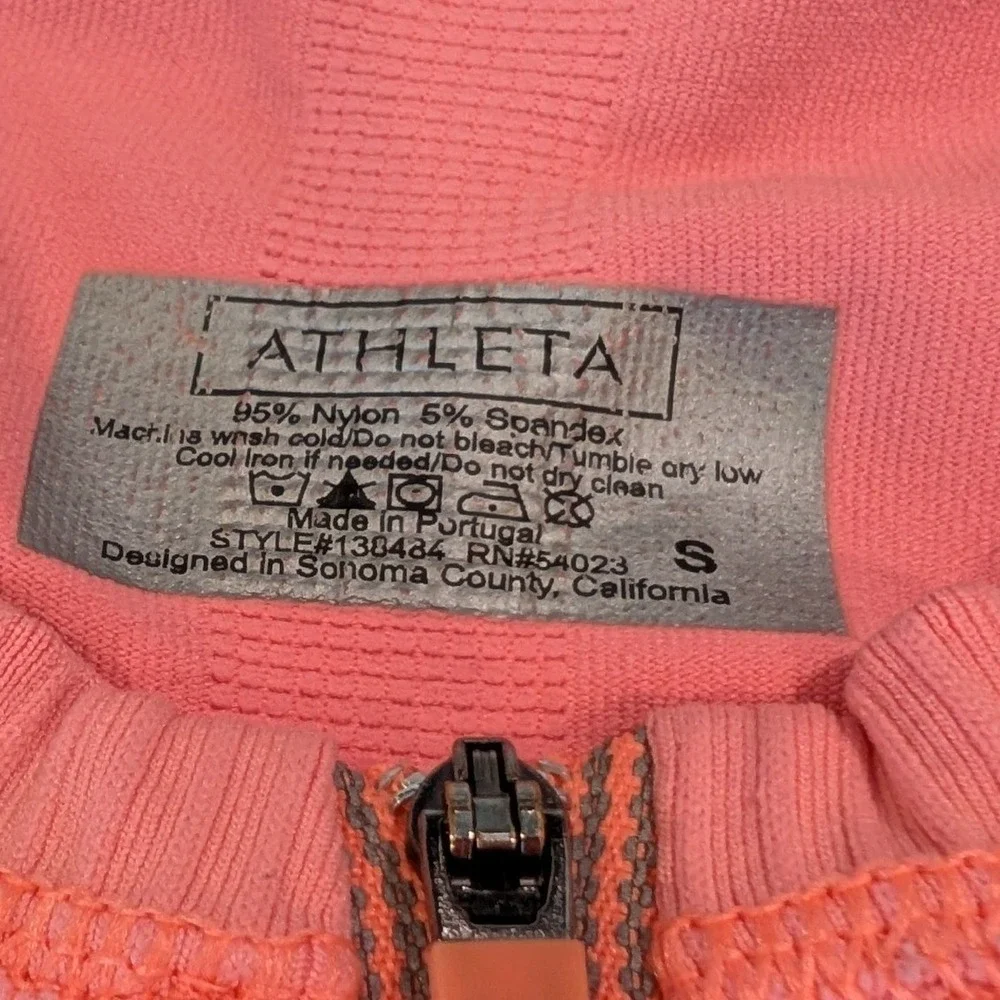 Athleta Momentum Pullover Quarter Zip Workout Top Long Sleeve Coral Pink Sz S